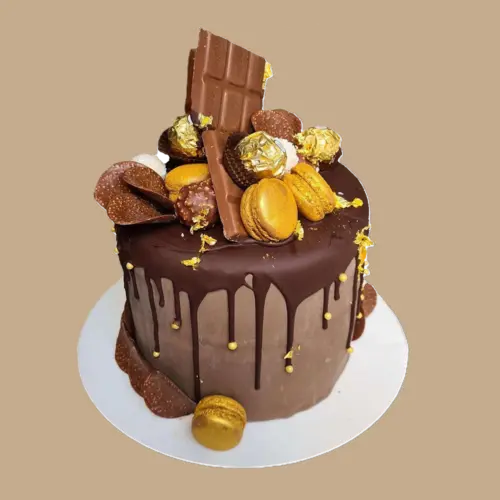 Chocolate Drip Cake with Chocolate Decorations