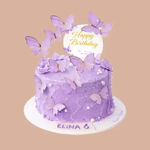 Purple Butterfly Cake with Custard Filling