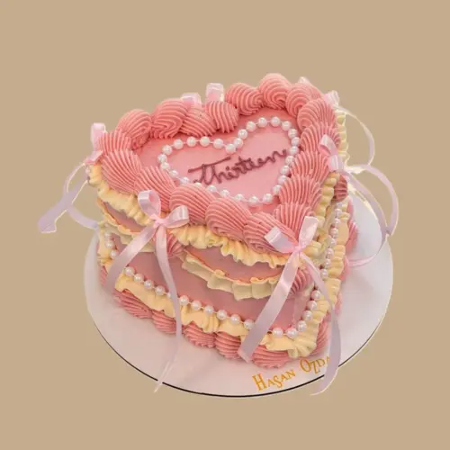 Vintage Heart Cake – Rose Cake with Pearls