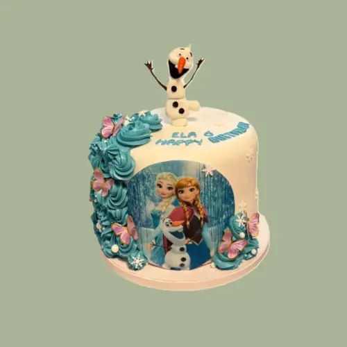 Winter Magic Cake with Snowman & Butterflies
